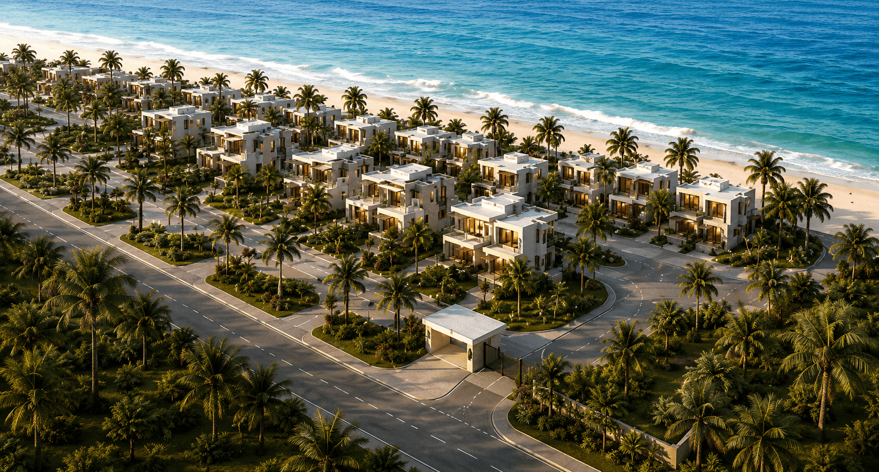 Aerial concept view of Costa Kino Residences along the Bahía de Kino coastline.